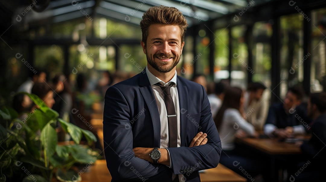 O sorriso radiante de um empresário de sucesso
