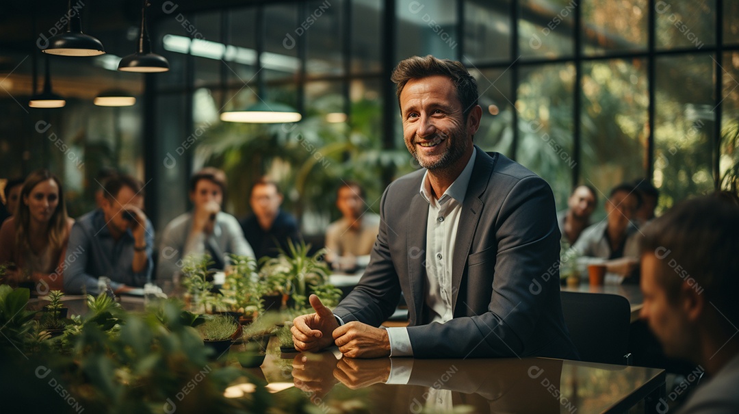 O sorriso radiante de um empresário de sucesso