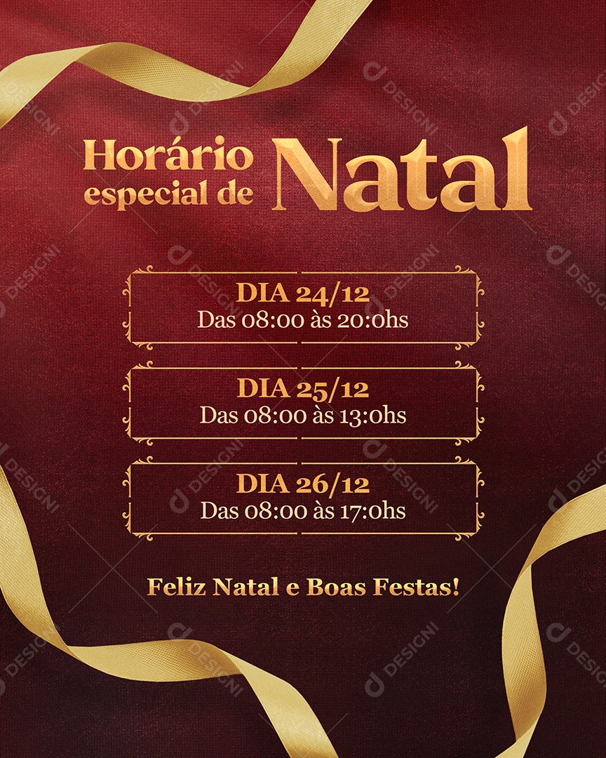 Horário Especial de Natal Boas Festas Social Media PSD Editável