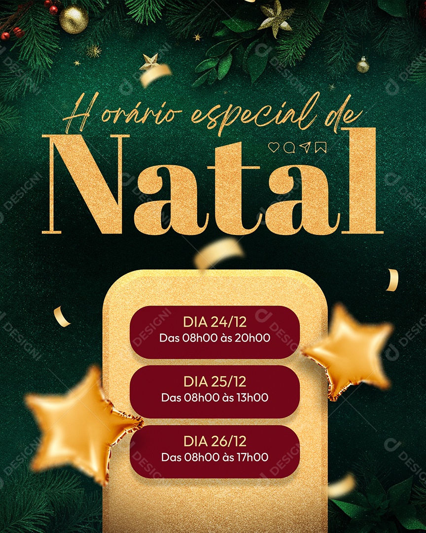 Horário Especial de Natal Social Media PSD Editável