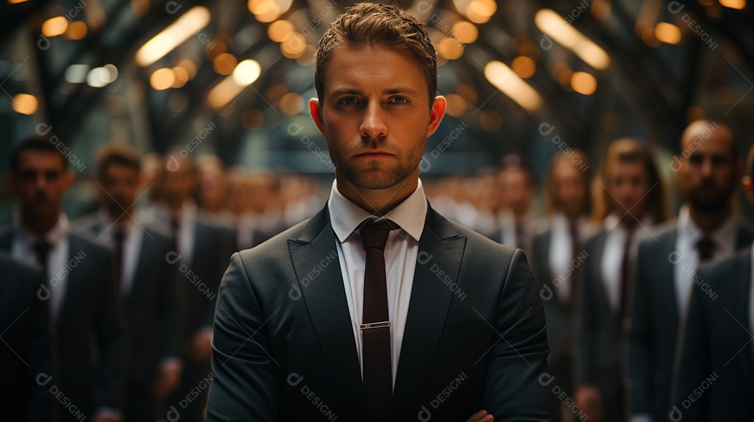 Um lindo empresário de sucesso sob um escritório