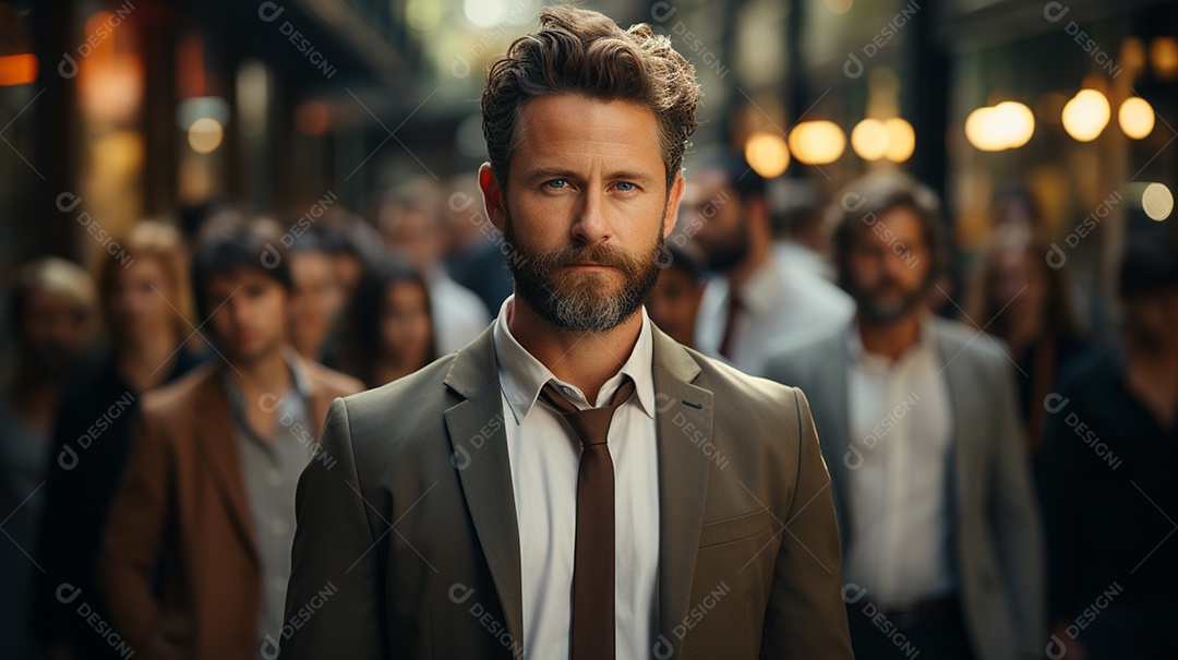 Um lindo empresário de sucesso sob um escritório