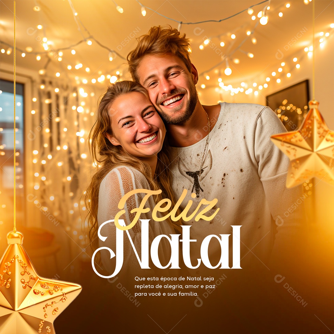 Social Media Feliz Natal Amor e Paz Para Você e Sua Família PSD Editável