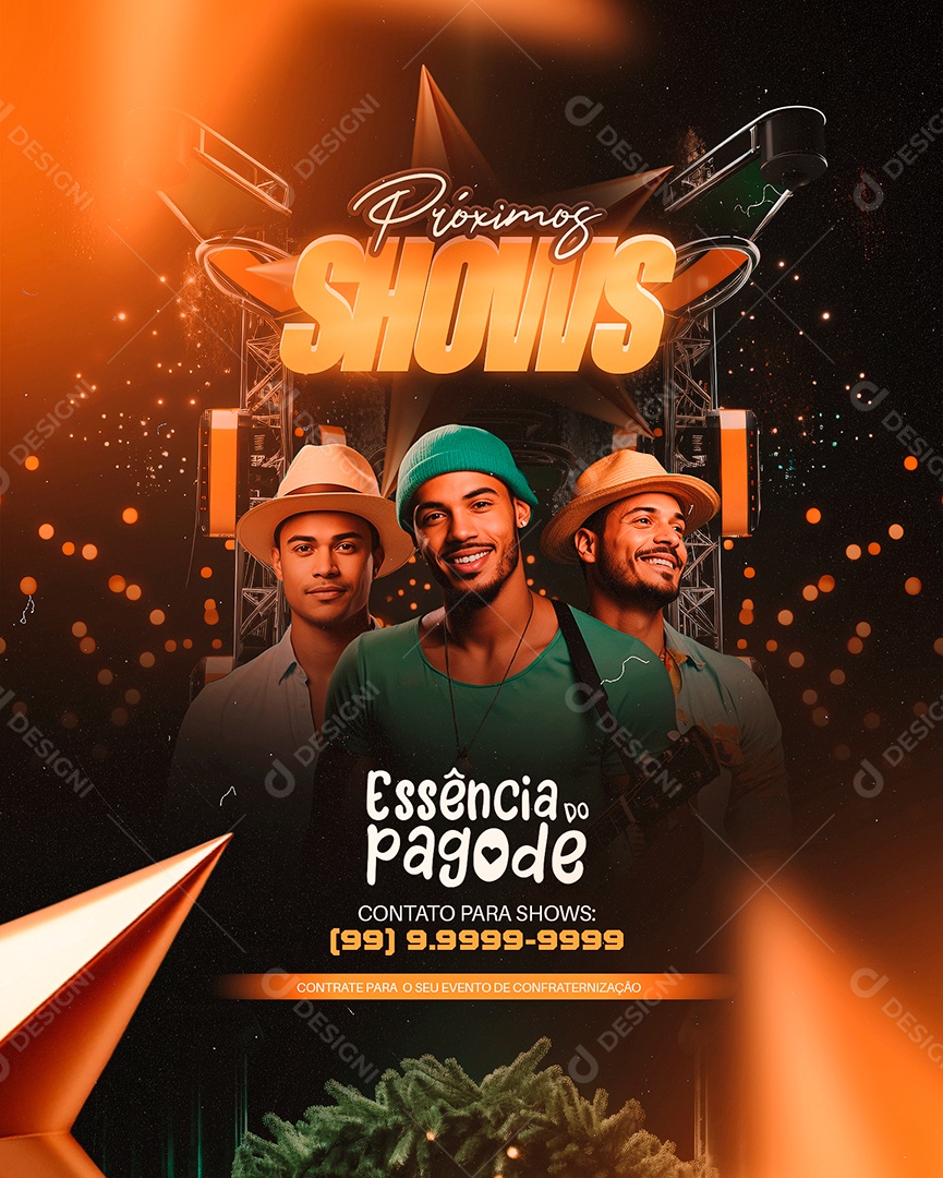 Flyer Réveillon Essência Do Pagode Próximos Shows Social Media PSD Editável