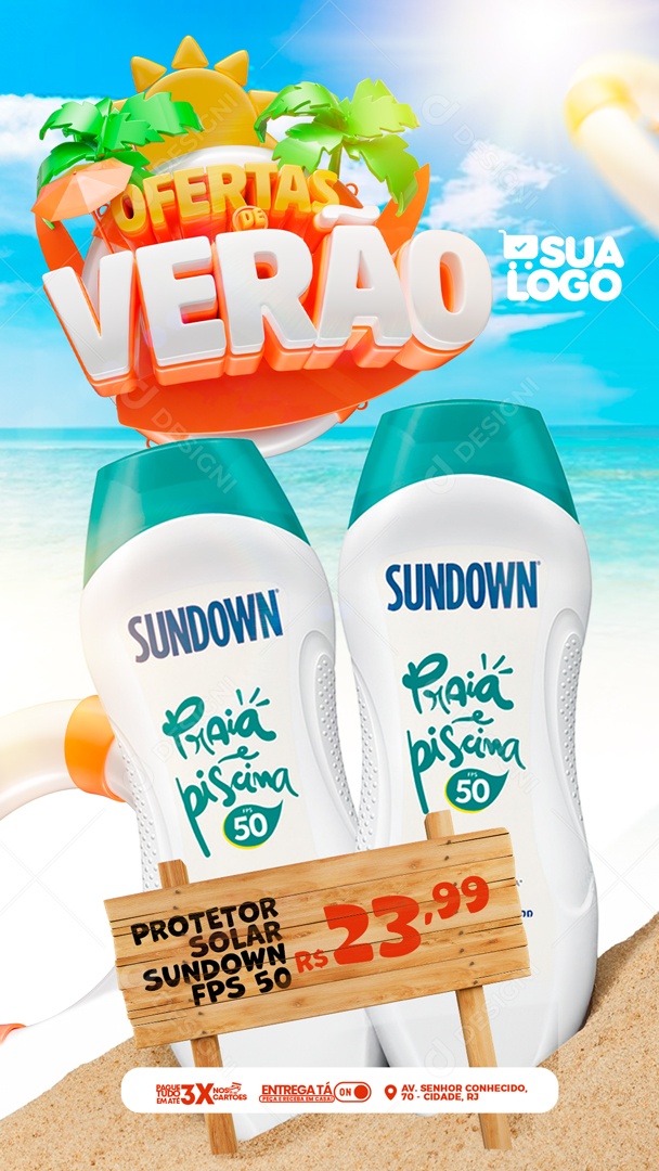 Social Media Story Ofertas Do Verão Protetor Solar PSD Editável