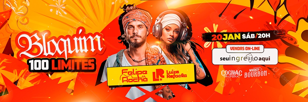 Carrossel Flyer Carnaval Bloquim 100 Limites Felipe Rocha Luiza Rafaela Social Media PSD Editável