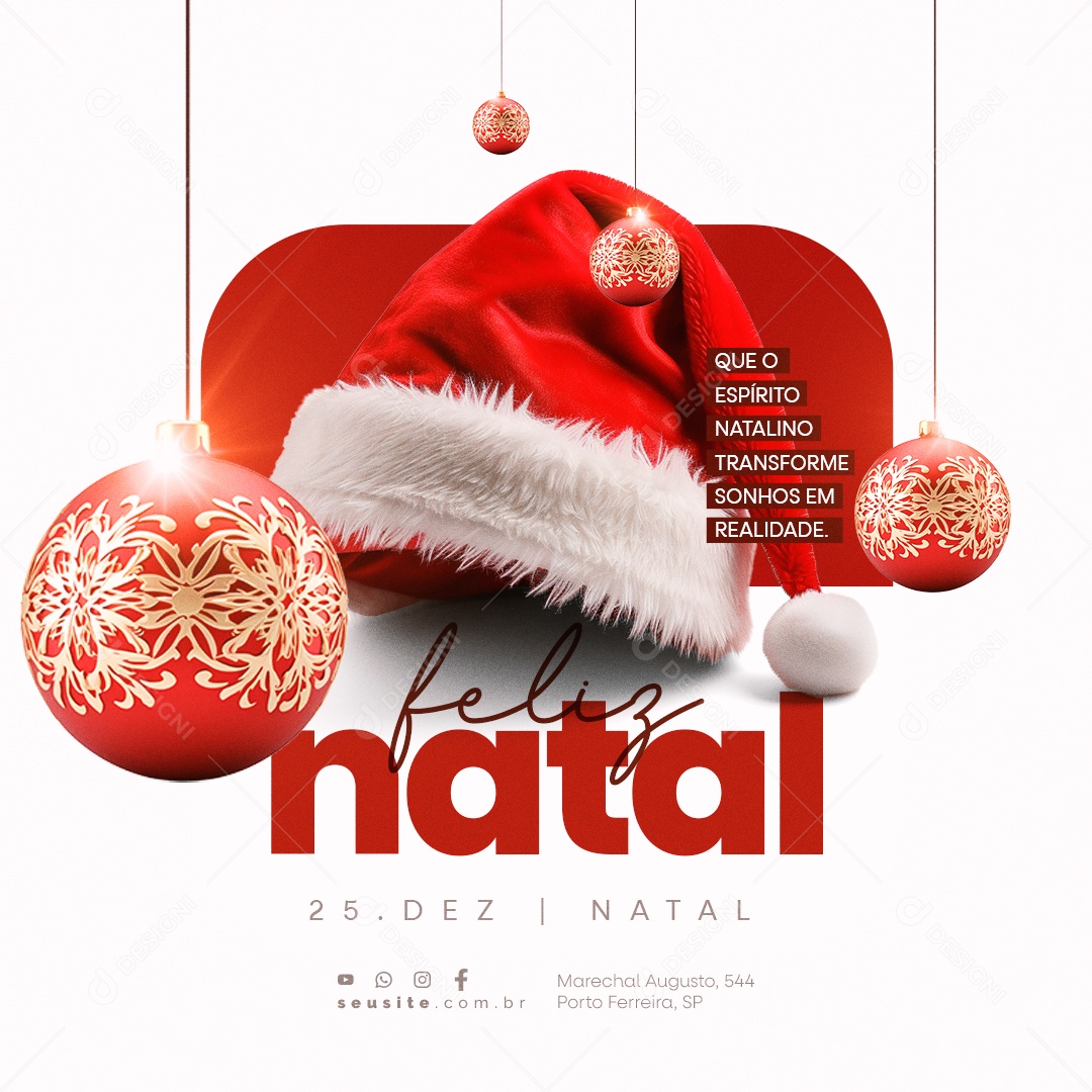 Feliz Natal Que o Espírito Natalino Transforme Sonhos em Realidade Social Media PSD Editável
