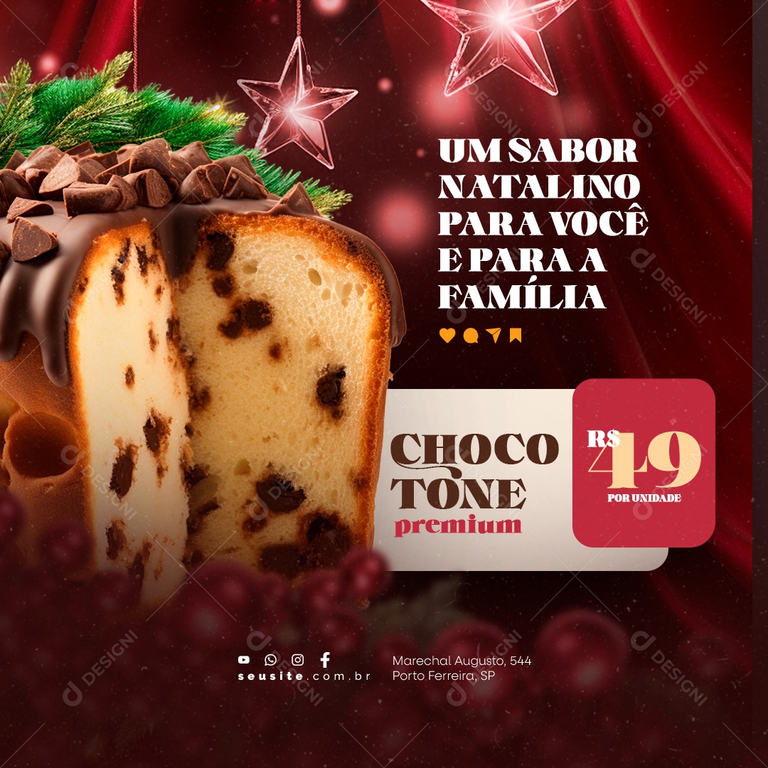 Supermercado Chocotone Premium Um Sabor Natalino para Você e para a Família Social Media PSD Editável