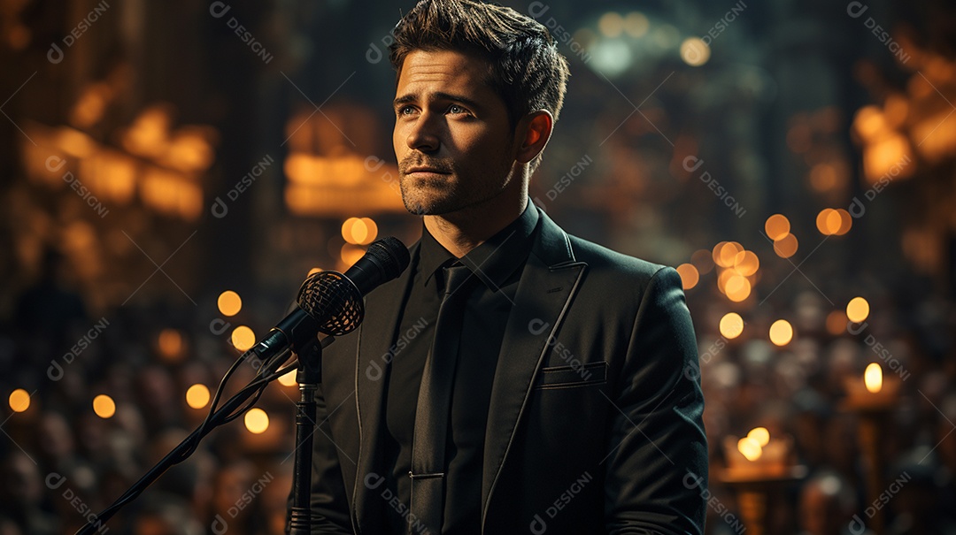 Executivo de negócios masculino fazendo um discurso