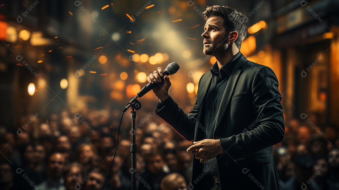 Executivo de negócios masculino fazendo um discurso