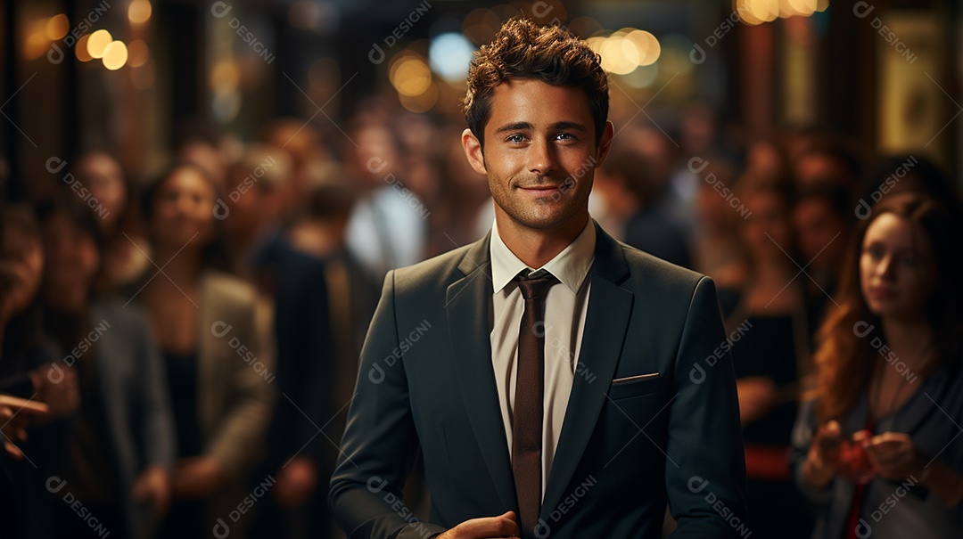 Executivo de negócios masculino fazendo um discurso