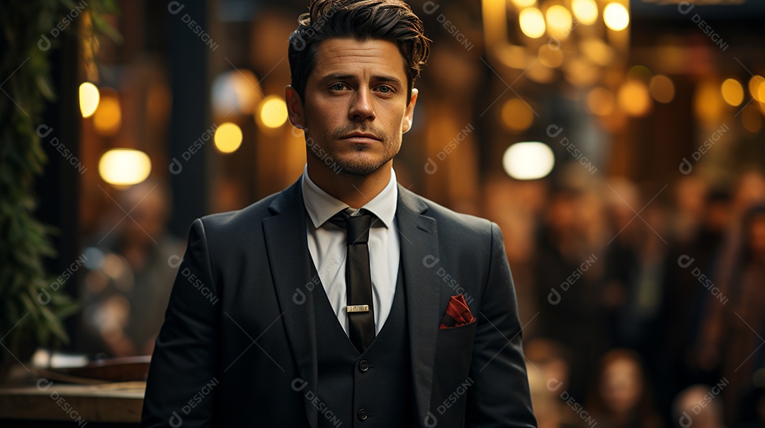 Executivo de negócios masculino fazendo um discurso