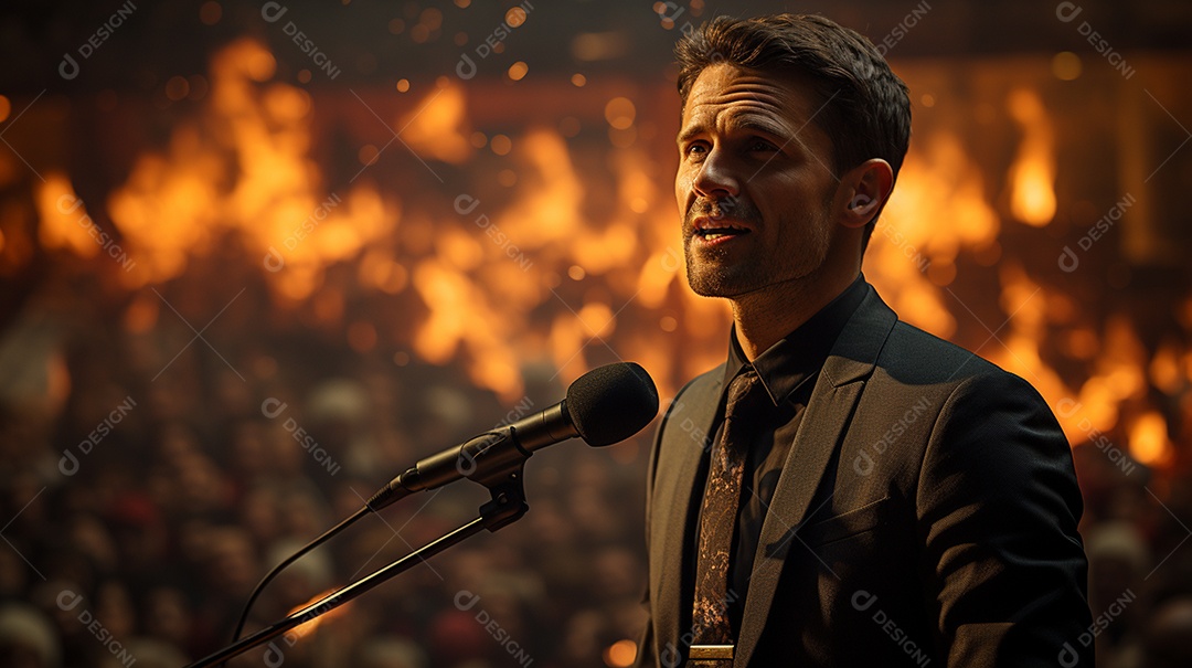 Executivo de negócios masculino fazendo um discurso