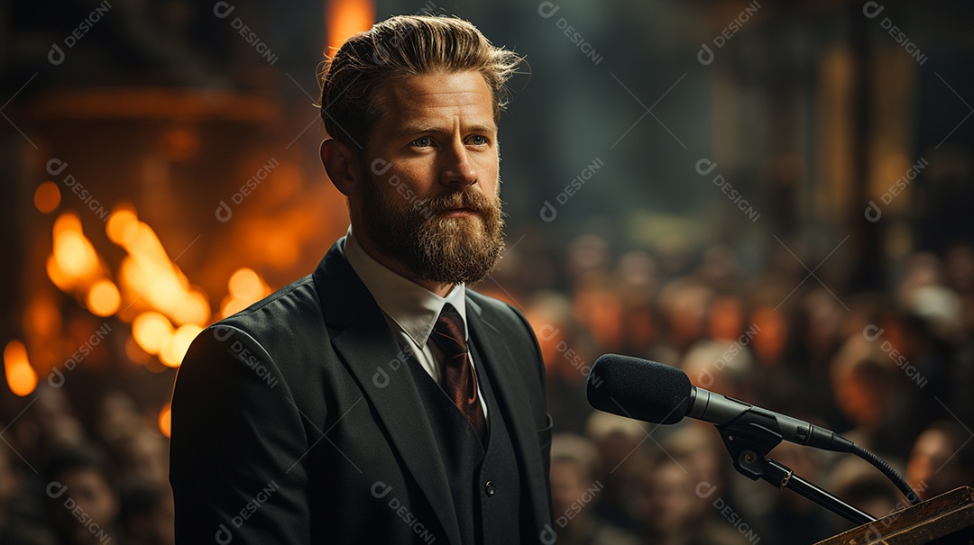 Executivo de negócios masculino fazendo um discurso