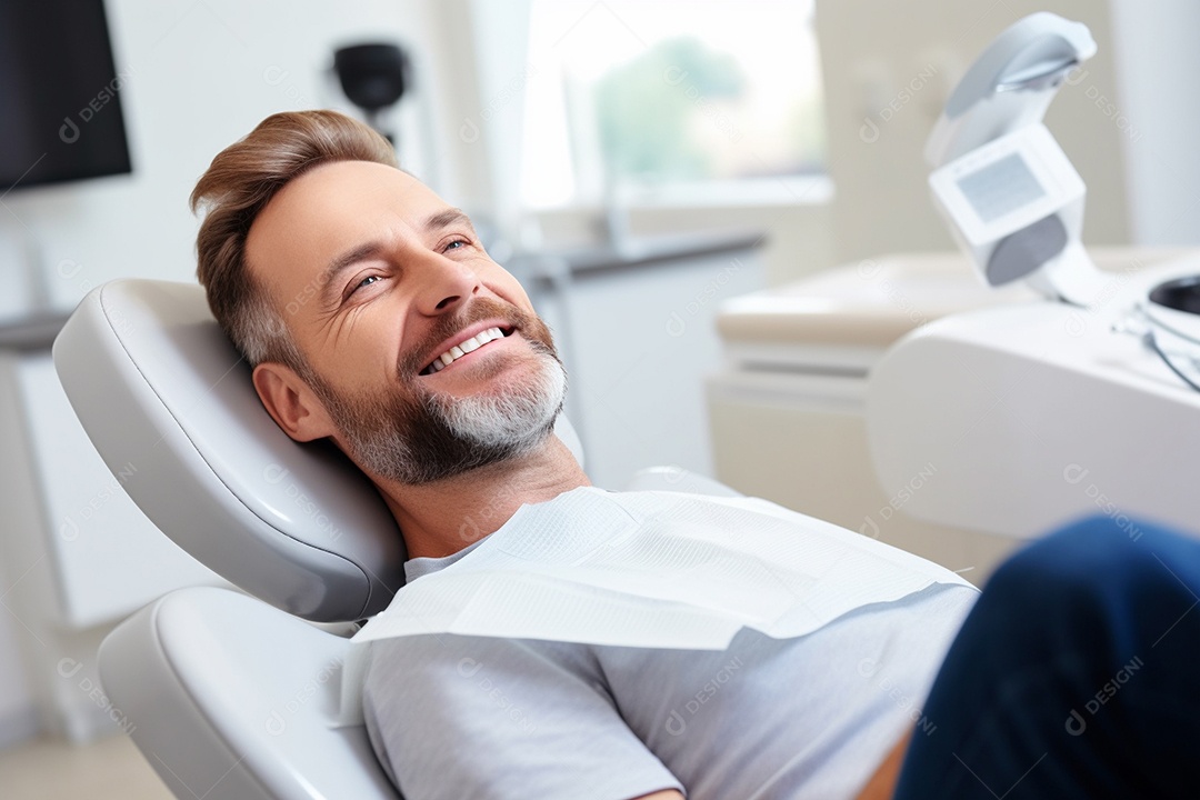 Um belo paciente negro adulto e idoso em uma clínica odontológica