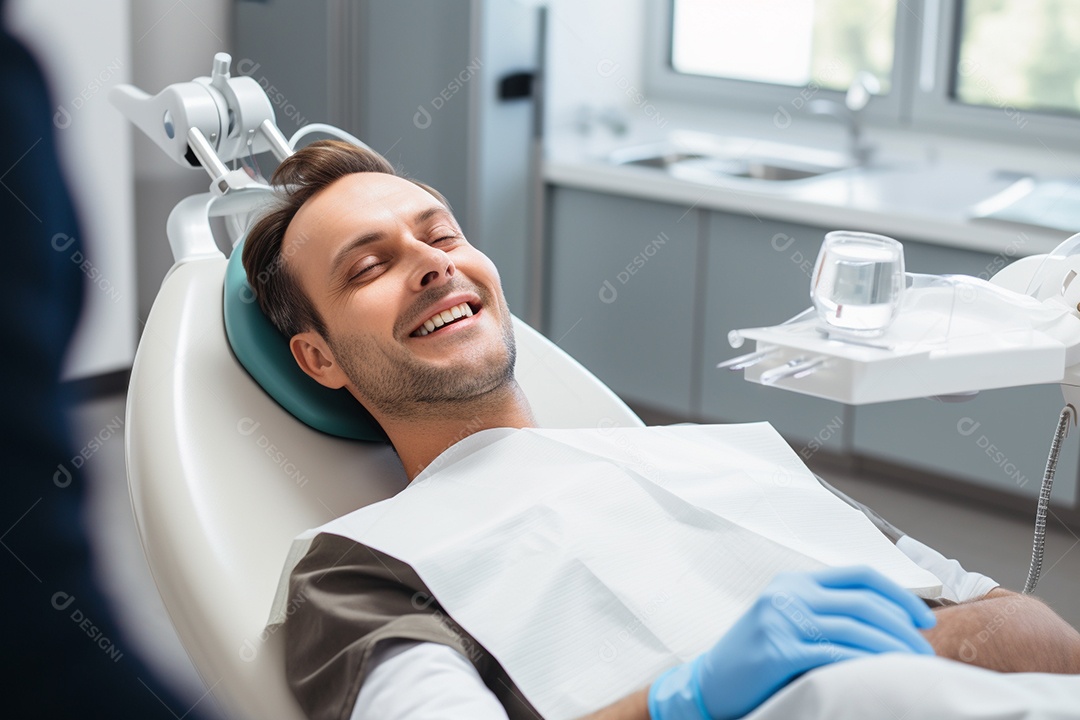 Um belo paciente negro adulto e idoso em uma clínica odontológica