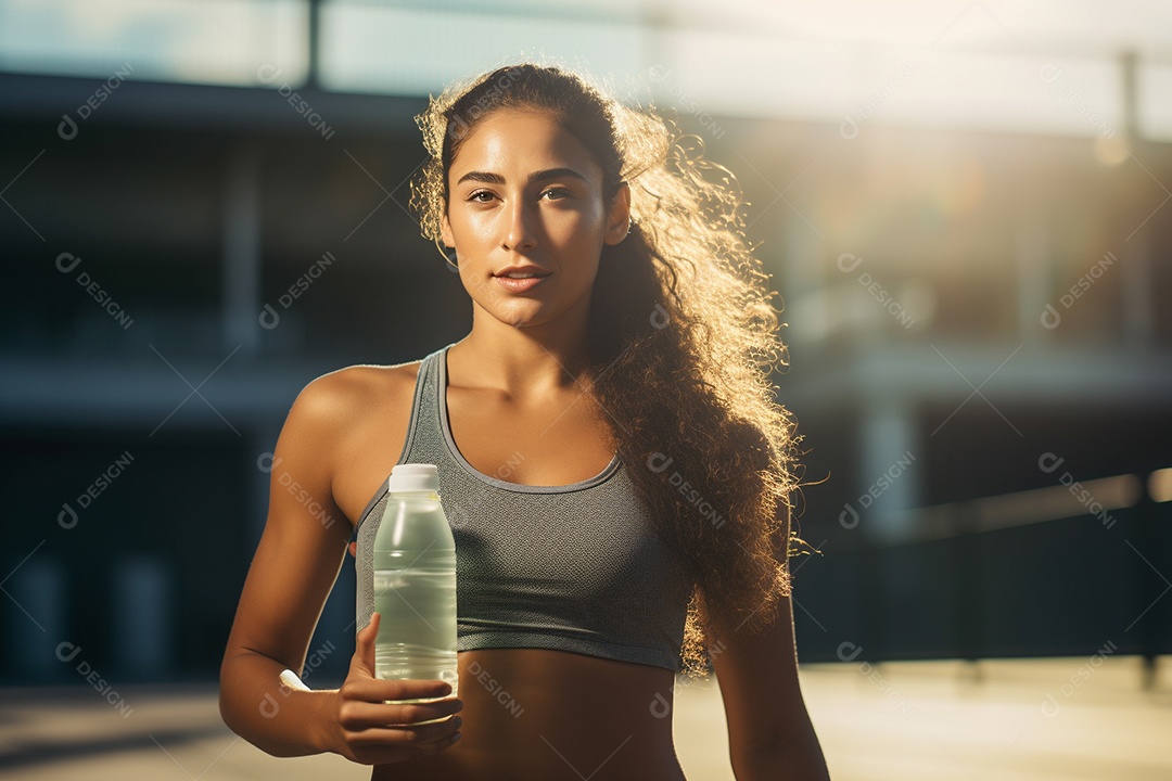 Atleta velocista feminina latina em uma pista