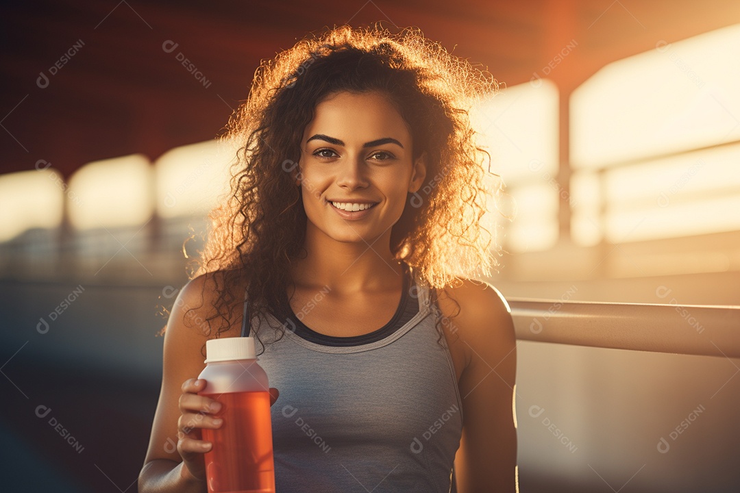 Atleta velocista feminina latina em uma pista
