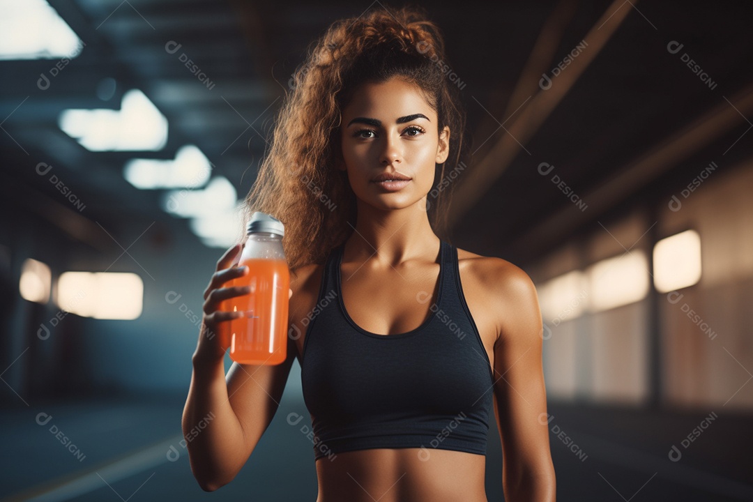 Atleta velocista feminina latina em uma pista