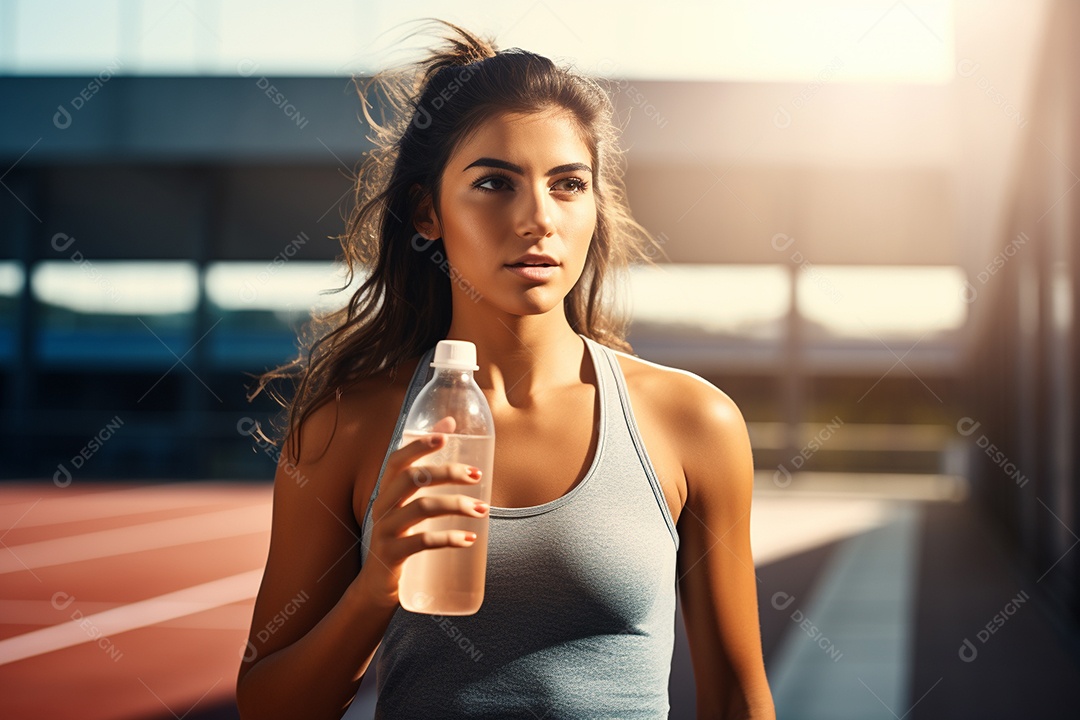 Atleta velocista feminina latina em uma pista