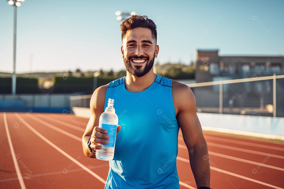 Atleta velocista masculino latino em uma pista