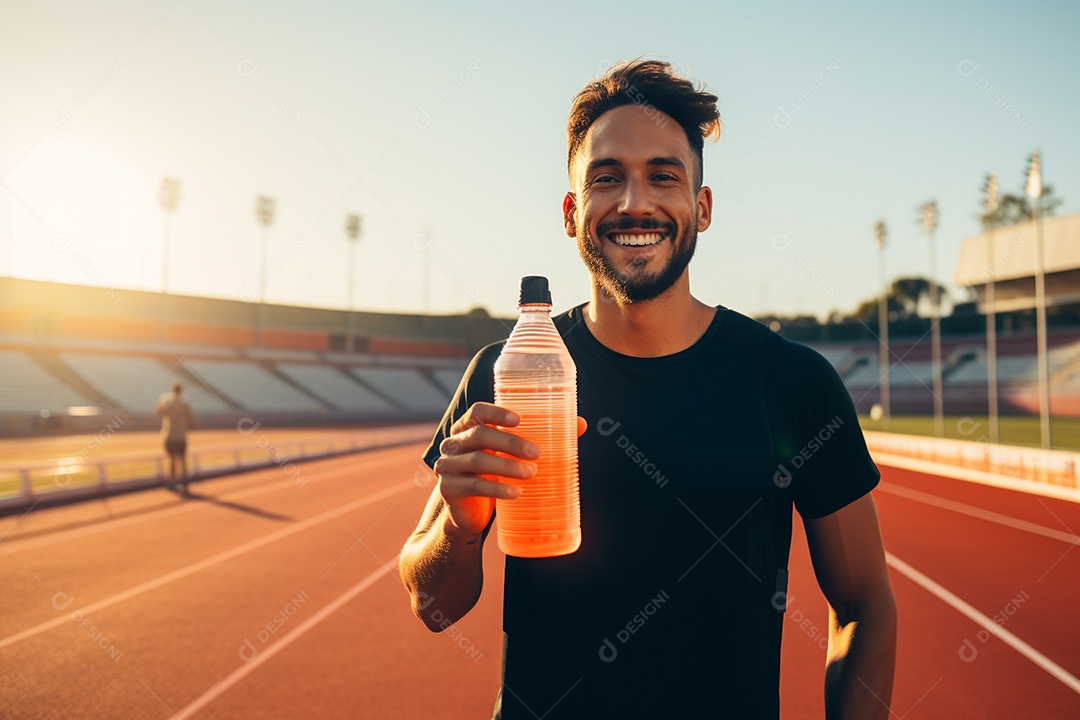Atleta velocista masculino latino em uma pista