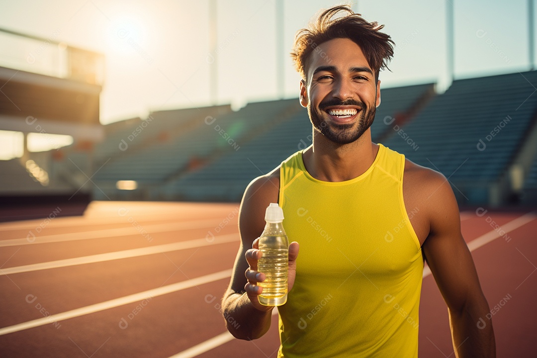 Atleta velocista feminina latina em uma pista