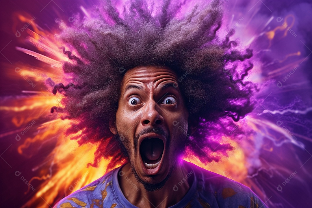 Homem jovem feliz cem uma balada sobre fundo desfocado