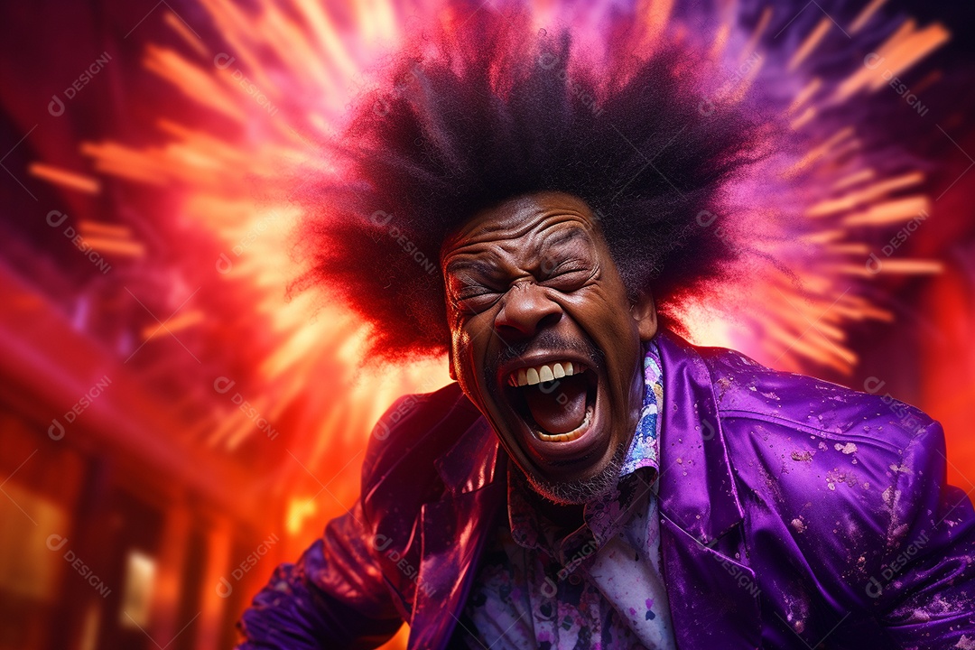 Homem jovem feliz cem uma balada sobre fundo desfocado