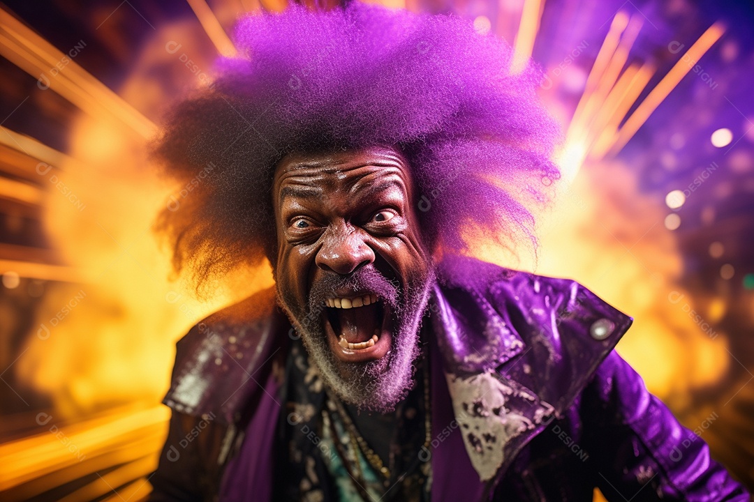 Homem jovem feliz em uma balada sobre fundo desfocado