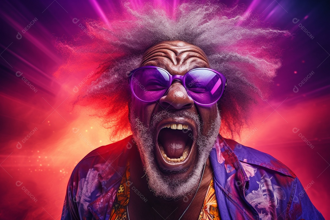 Homem jovem feliz em uma balada sobre fundo desfocado