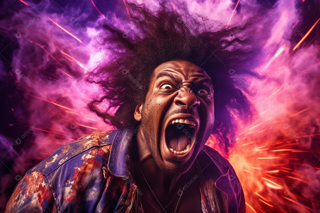 Homem jovem feliz cem uma balada sobre fundo desfocado