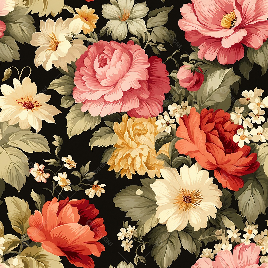 Papel de parede floral vintage