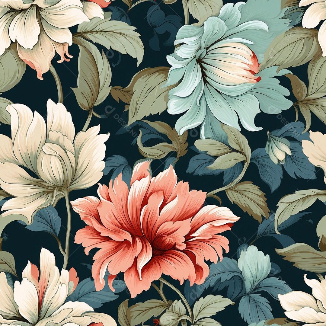 Papel de parede floral vintage