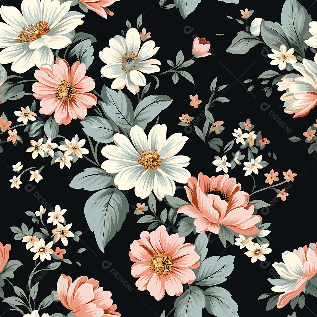 Papel de parede floral vintage