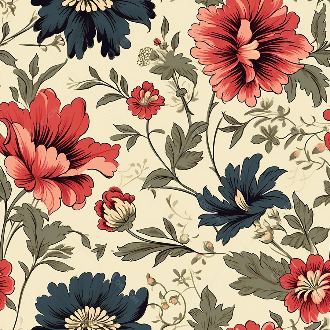 Papel de parede floral vintage