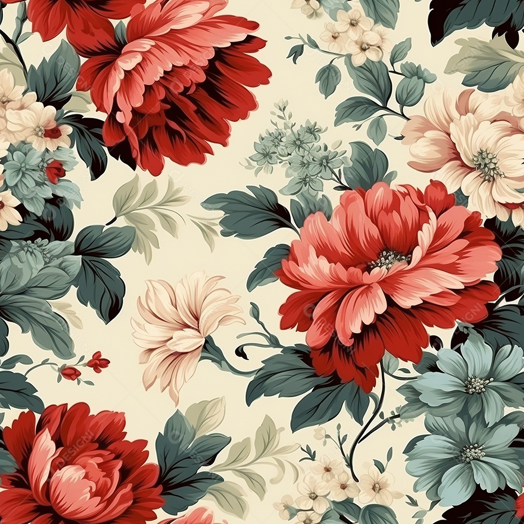 Papel de parede floral vintage