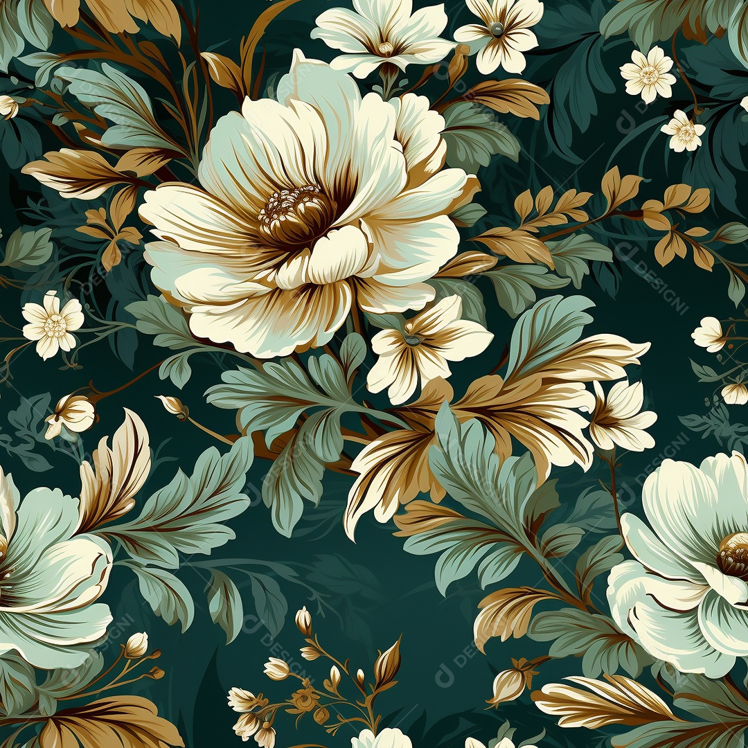 Papel de parede floral vintage