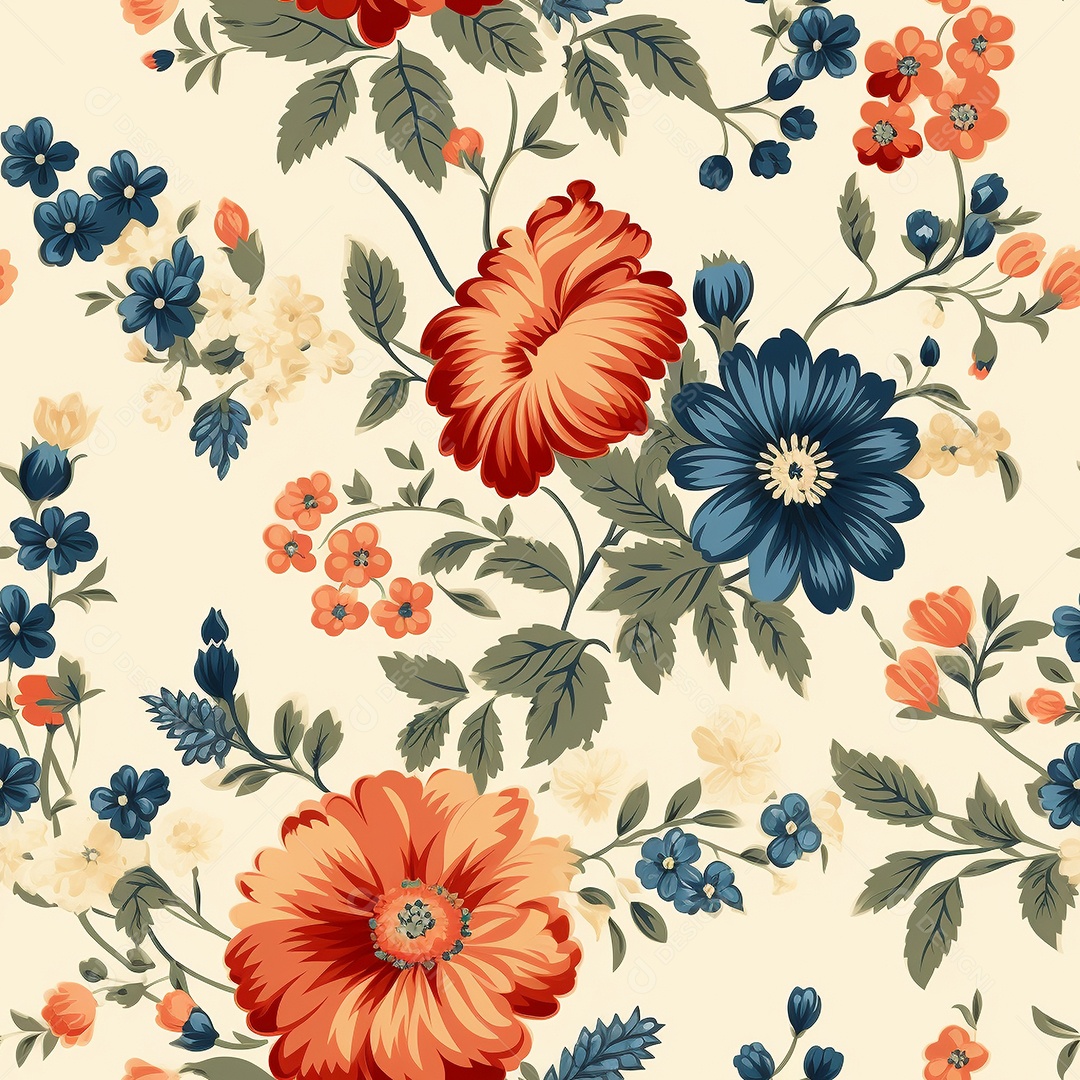 Papel de parede floral vintage