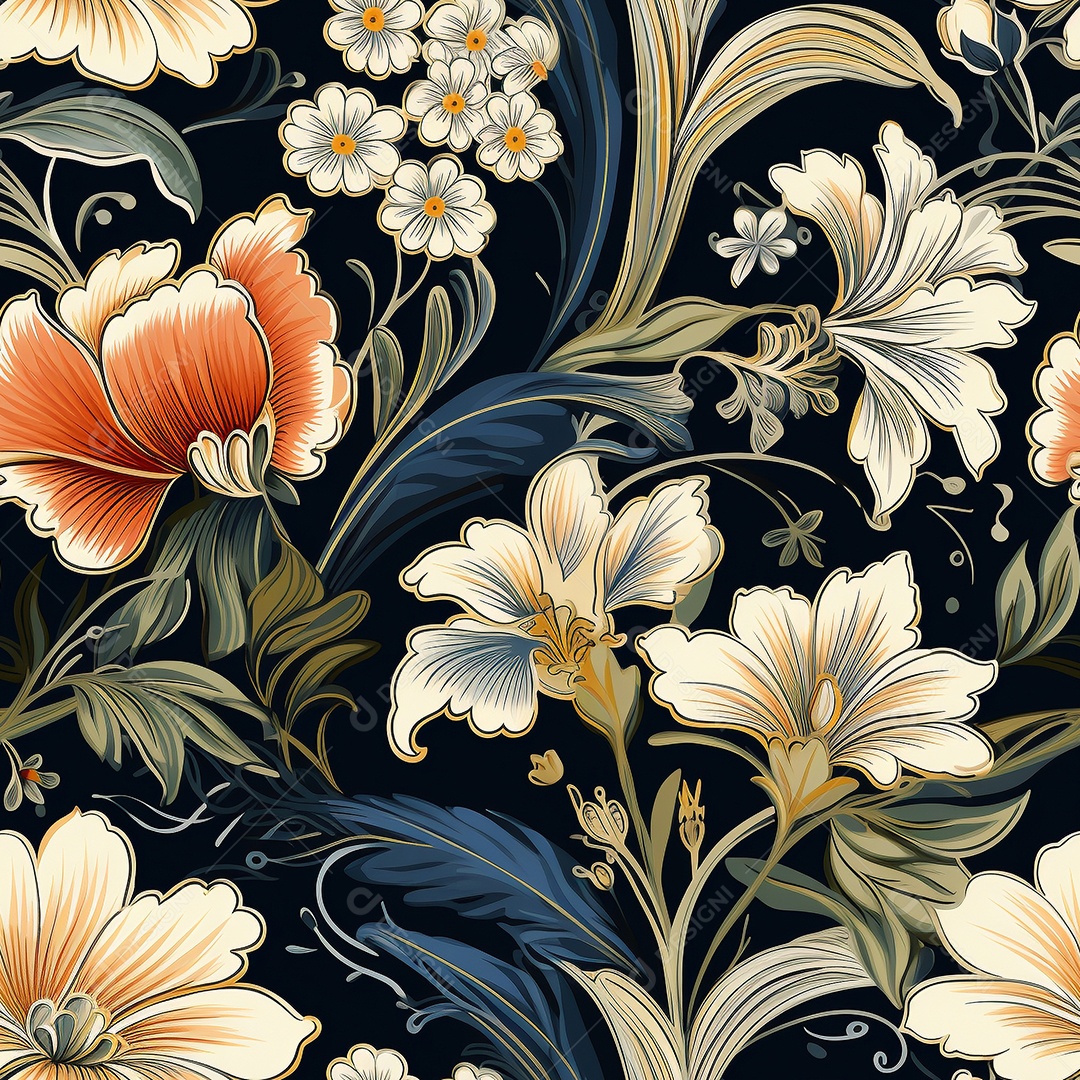 Papel de parede floral vintage