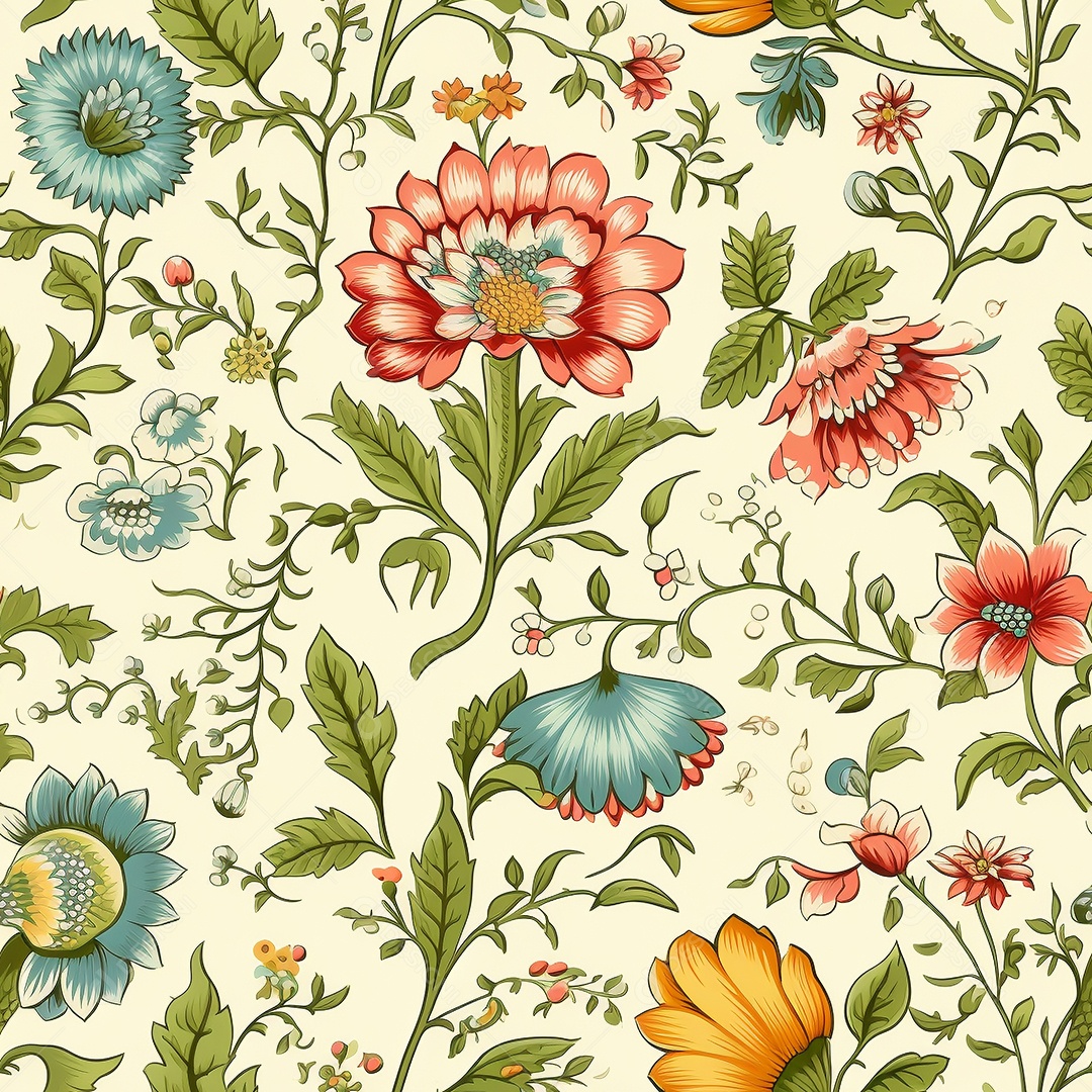 Papel de parede floral vintage