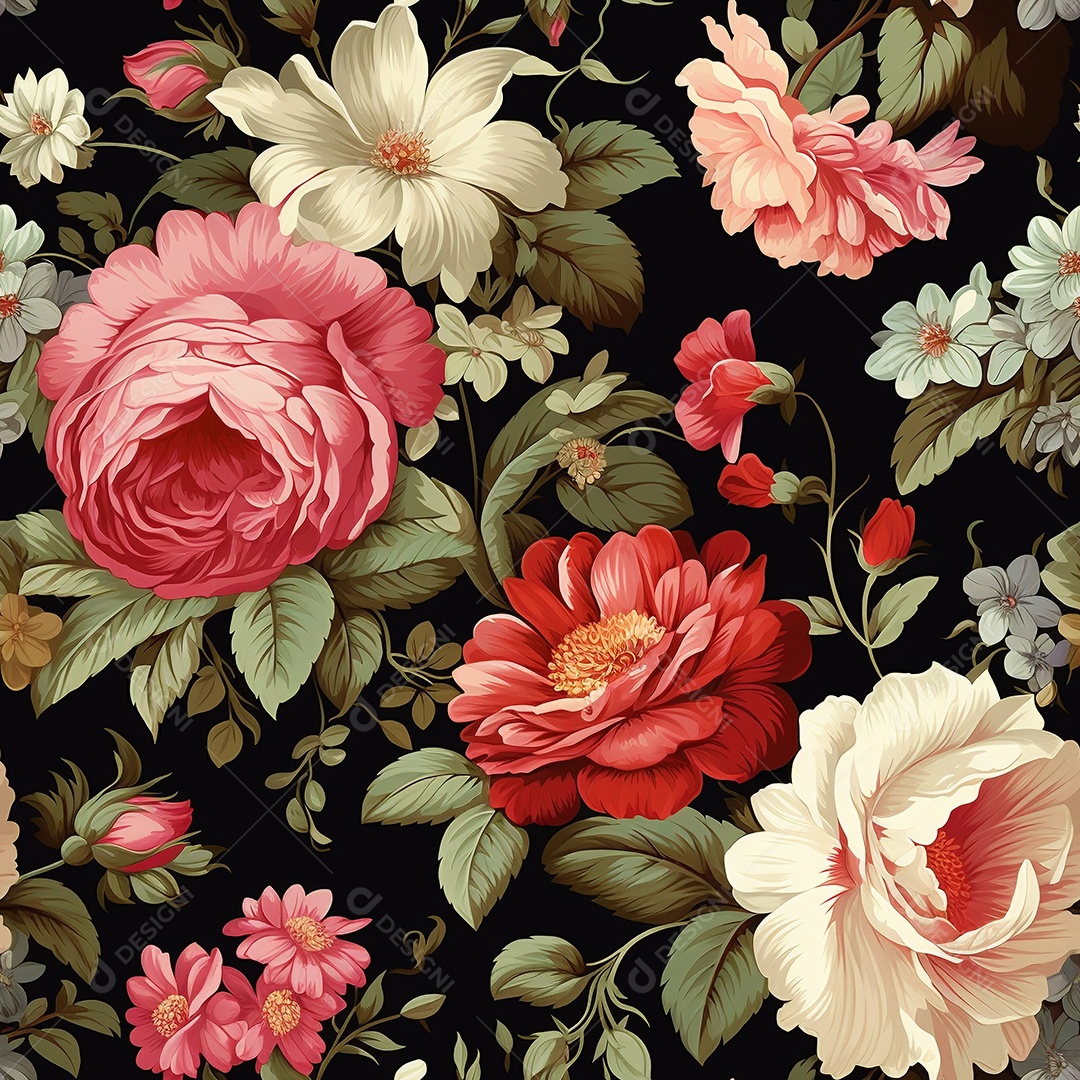 Papel de parede floral vintage