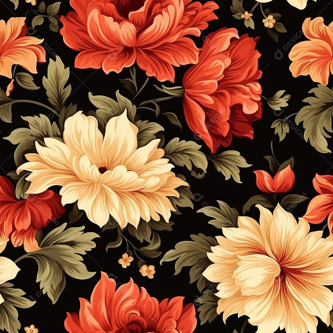 Papel de parede floral vintage