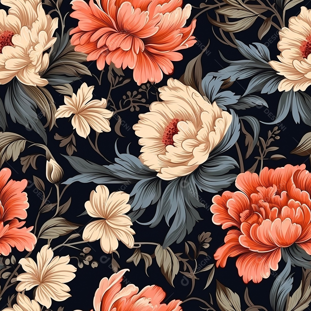 Papel de parede floral vintage