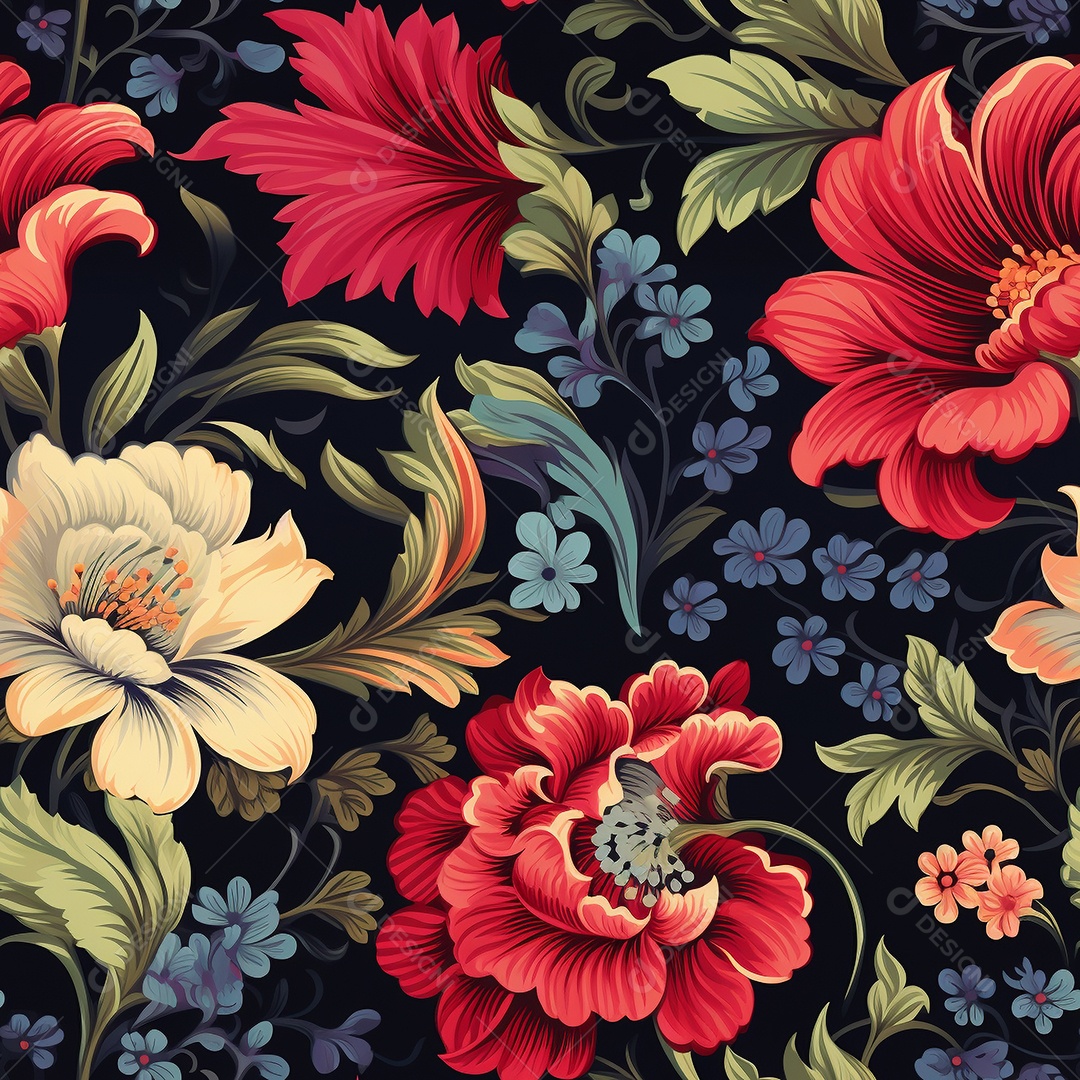 Papel de parede floral vintage