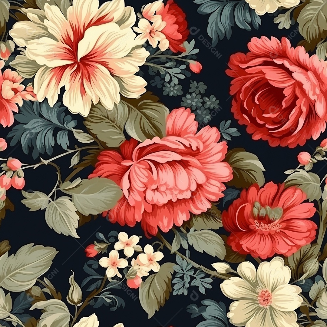 Papel de parede floral vintage