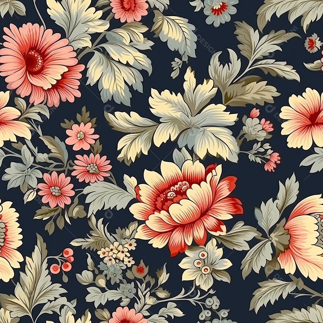 Papel de parede floral vintage