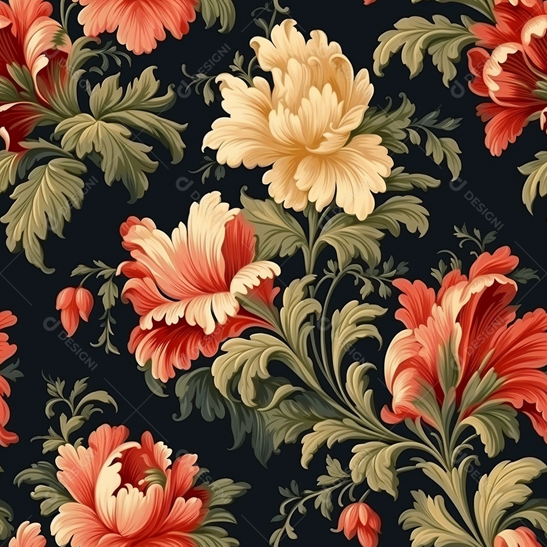 Papel de parede floral vintage