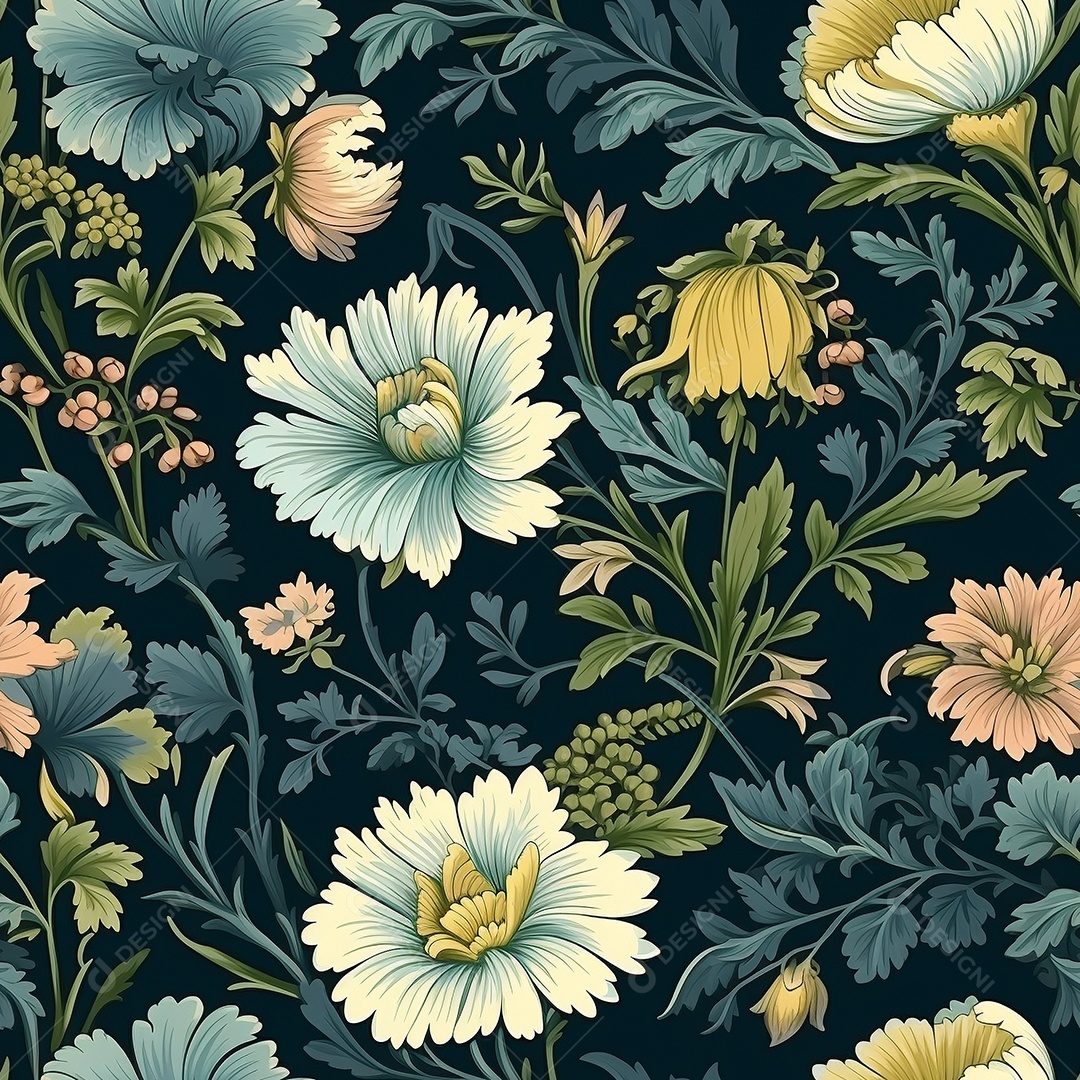 Papel de parede floral vintage