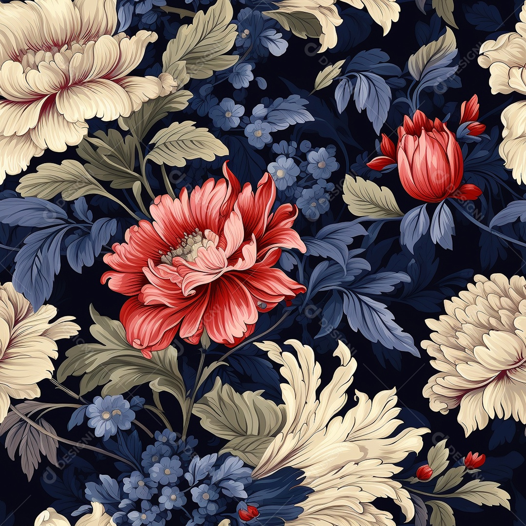 Papel de parede floral vintage